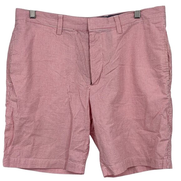 Banana Republic Aiden Club Short 34 Pink White Stripe Cotton Walking Preppy EUC - Picture 1 of 7